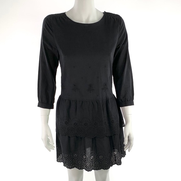 The Great. The Dolly Dress Black Eyelet Cotton - Picture 3 of 14